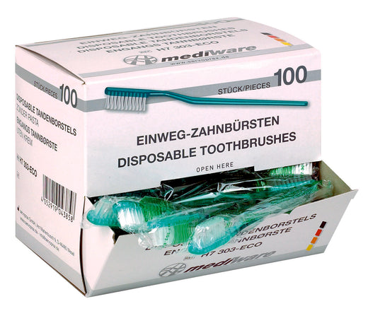 Mediware Einmal-Zahnbürsten mit Zahnpulver