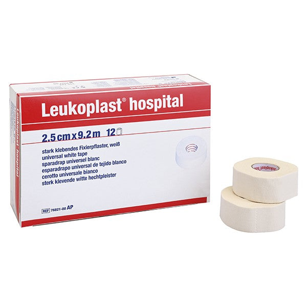 Leukoplast Hospital Fixierpflaster 2,5 cm × 9,2 m, Packung mit 12 Rollen