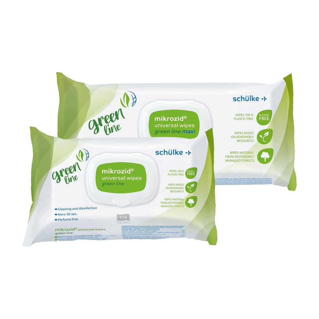 mikrozid universal wipes green line und green line maxi im Vergleich