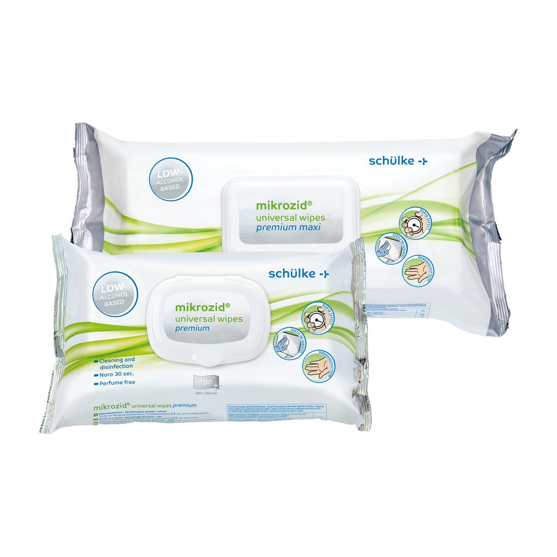 mikrozid universal wipes premium und premium maxi im Vergleich