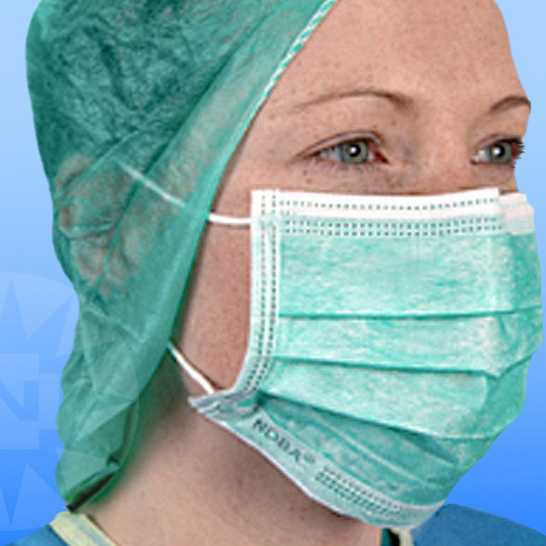 NOBA OP-Maske grün im OP getragen