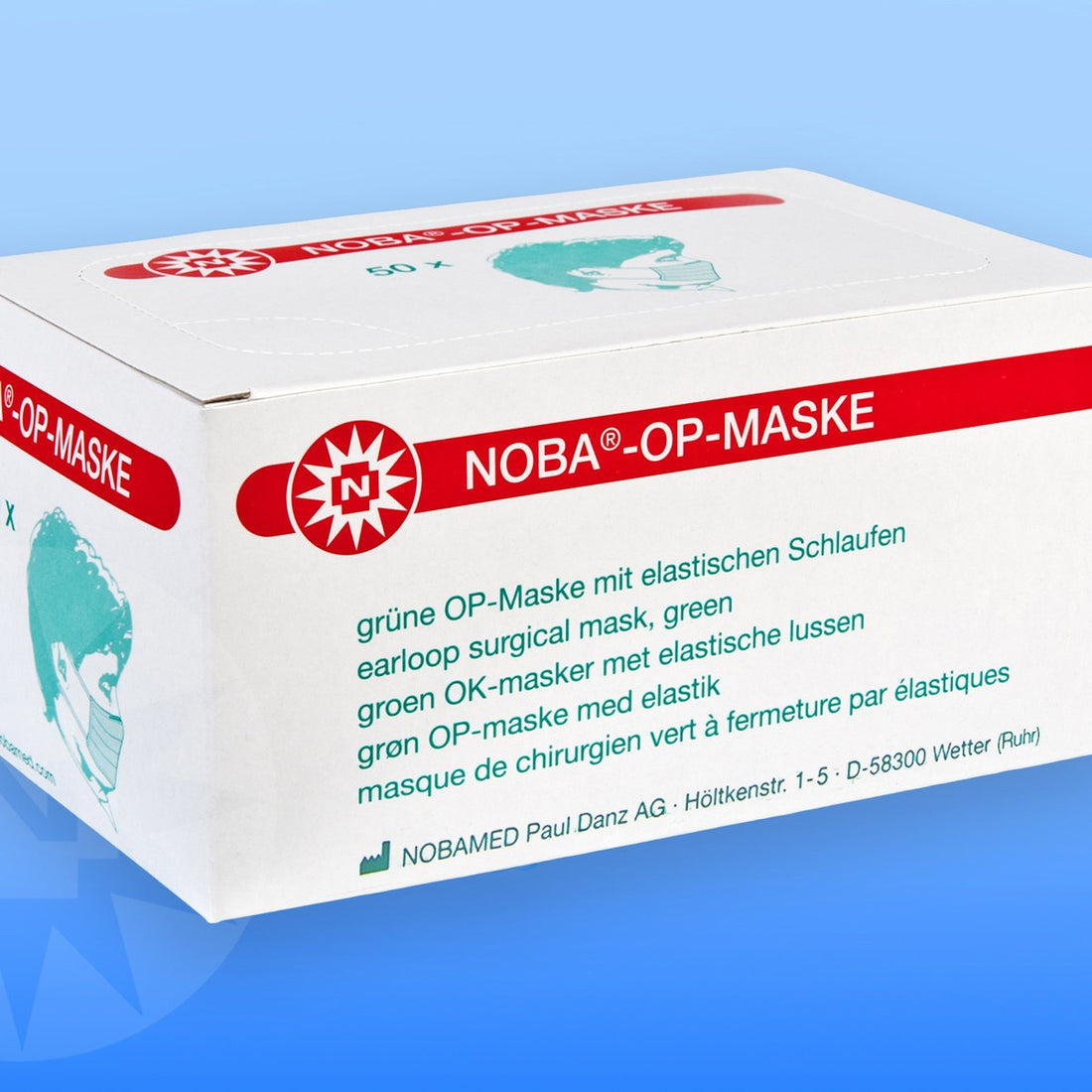 NOBA OP-Maske grün, Karton mit 50 Stück